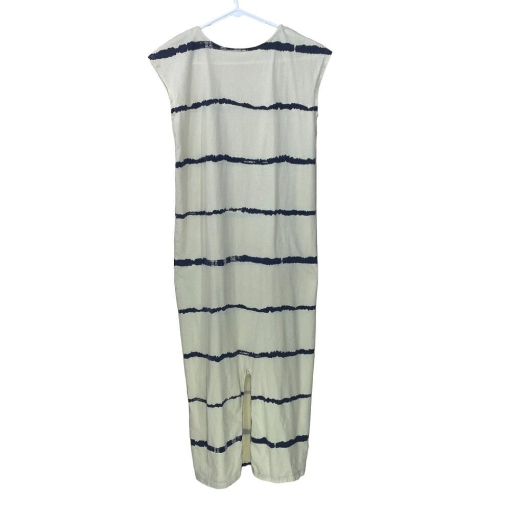 Wvn For You Size XS Organic Cotton Maxi Tie Dye Striped T-Shirt Ivory Dress Cond